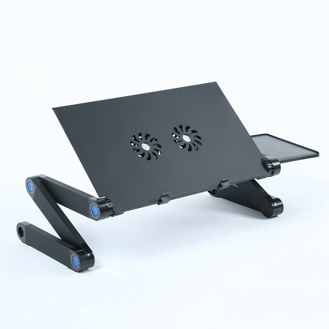 Amdohai Aluminium Adjustable Laptop Stand Lightweight Portable Laptop Table Office Laptop Riser Standing Desk with 2 Cooling Fans & Mouse Pad Sofa Couch Bed Tray