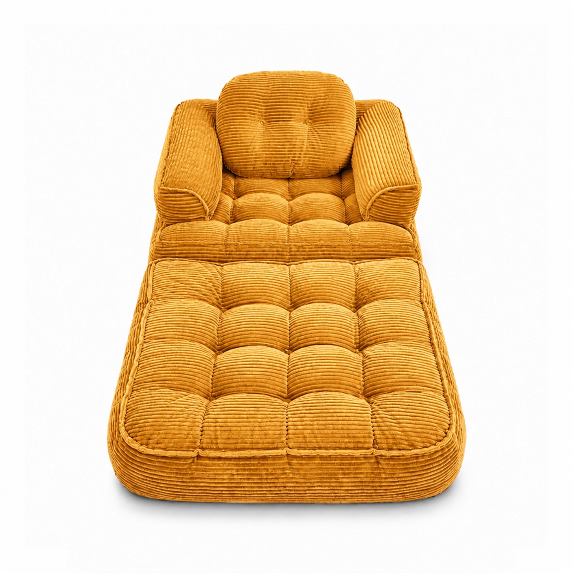 Leumius Folding Sofa Bed, Convertible Sofa Bed with Armrest, Corduroy Boneless Foldable Bed, 2-in-1 Portable Sofa Bed with Pillows for Bedroom, Living Room, Homestay, Game Room Orange