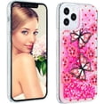 thumbnail image 4 of Case for iPhone 12, iPhone 12 pro Case Cute Pink Glitter Luxury Sparkle Liquid for Girls Women Quicksand Clear Soft TPU Protective Phone Case for iPhone 12 / iPhone 12 Pro Pink Butterfly, 4 of 12