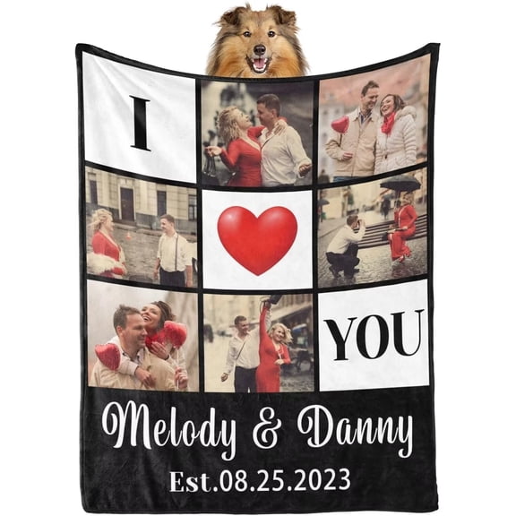 AISENIN Custom Blanket with Picture Gifts for Couple Personalized Throw Blankets with Couple Names for Girlfriend Boyfriend Personalized Love Blanket for Birthday Valentine's Anniversary