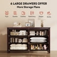 thumbnail image 6 of GALAXHERO Farmhouse 6 Drawer Wood Dresser, 53.07" Wide Storage Organizer with Double Rustic Handles, TV Stand for 60" TV, Brown, Bedroom & Living Room, 6 of 11