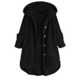thumbnail image 2 of Black and Friday Deals Clearance Turilly Plus Size Women Fleece Irregular Long Sleeve Button Pocket Hooded Coat, 2 of 5