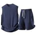 thumbnail image 3 of Bovxnpu Men's Clothing Set 2 Piece Outfits Tracksuit Sleeveless Crew Neck Men's Summer Casual Comfy Shorts Set, 3 of 9