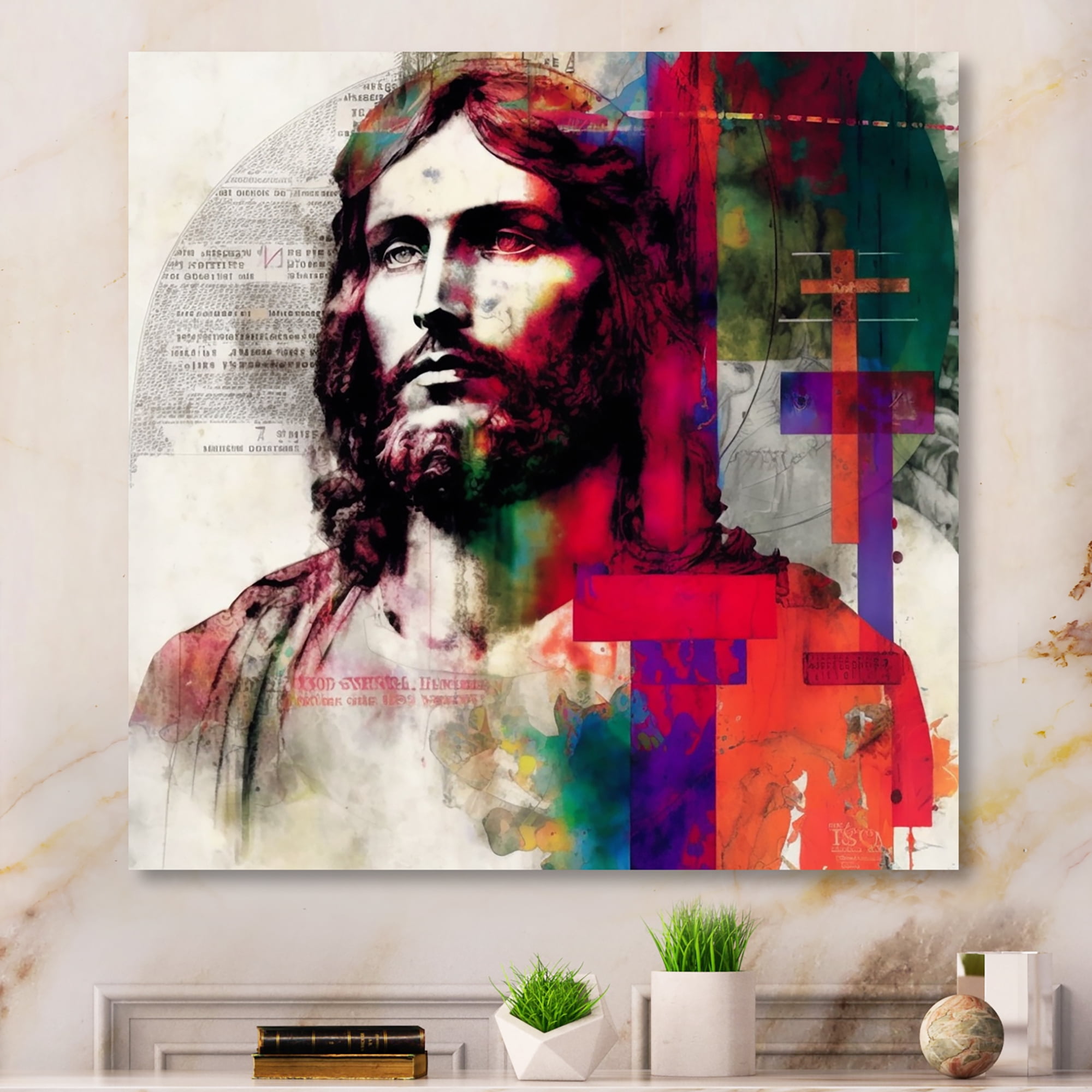 Designart Pop Art Jesus Portrait I Canvas Wall Art