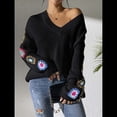 thumbnail image 4 of Suéteres de Larga de Crochet con Estampado Floral Bohemio Clásico para Mujer, Jersey Informal de Punto para Otoño-Invierno 2025. Negro XL, 4 of 9