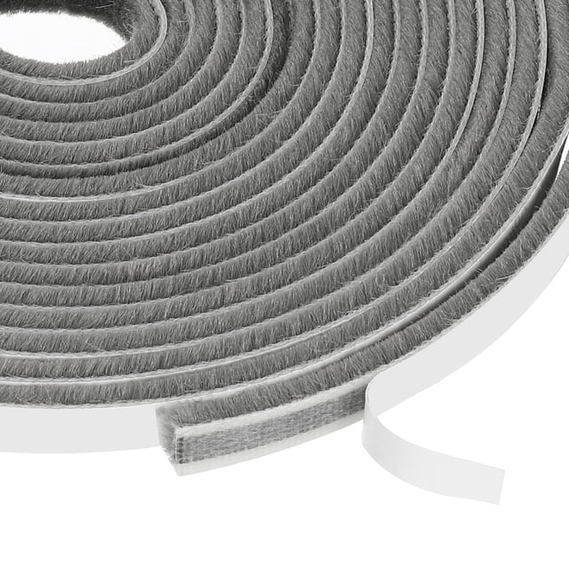 Sellos de cepillo adhesivos para aislamiento de clima 3/16" x 3/8" x 49 pies para puertas corredizas, ventanas y armarios, gris