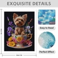 thumbnail image 3 of Diamond Art Kit for Adults, Yorkshire Terrier In Floral Teacup Diamond Painting for Adults Beginners, 5D DIY Diamond Art Painting Kits, Colorful Diamond Painting Craft for Home Decor 12x16, 3 of 7