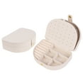 thumbnail image 2 of REGALWOVEN Uxcell Accessory Box, Small Portable Seashell-Shaped Accessory Case, 2 Layer PU Leather Mini Accessory Organizer Beige, 2 of 6