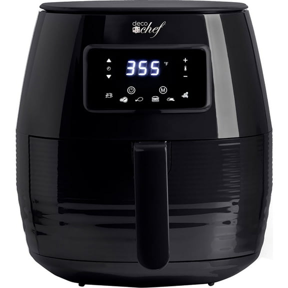 Open Box Deco Chef 5.8QT (19.3 Cup) Digital Electric Air Fryer with Accessories and Cookbook - Air Frying, Roasting, Baking, Crisping, and Reheating for Healthier and Faster Cooking (Black) -