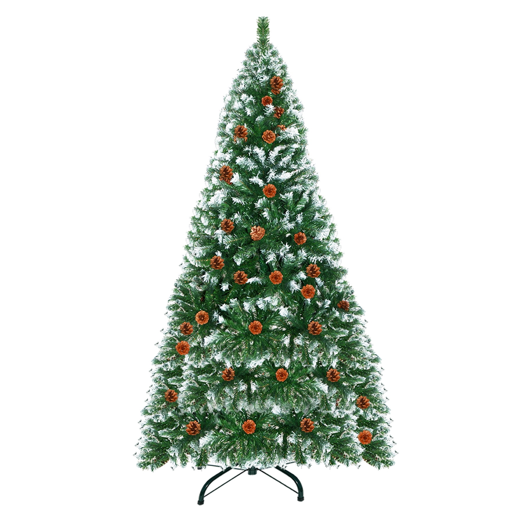 Strong Camel Frosted Sweet Pine Artificial Christmas Tree Decorated with Pine Cones New Xmas Holiday Decoration (7' with 1003 Tips and 39 pinecones)