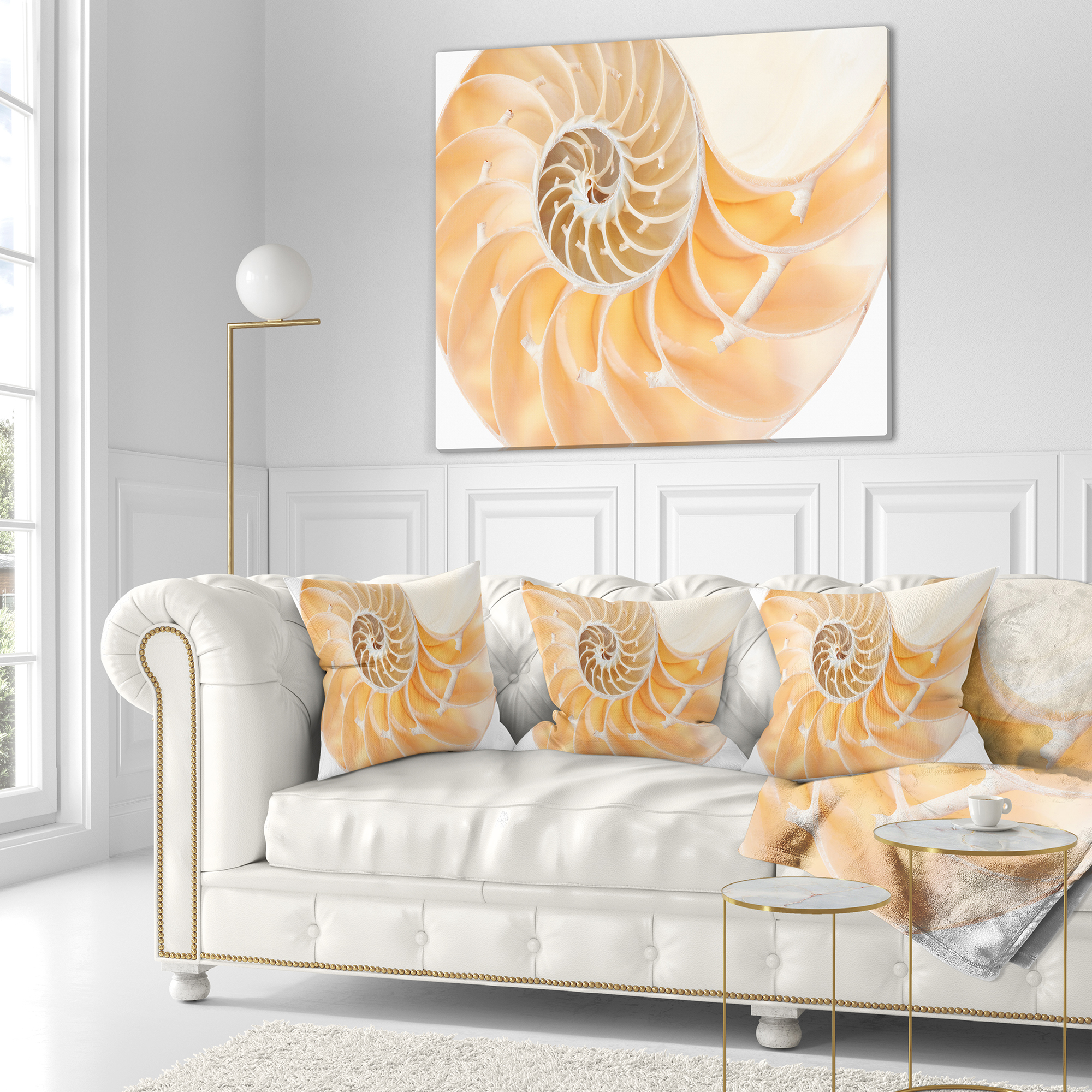 Designart Light Brown Nautilus Shell - Contemporary Throw Pillow - 16x16