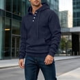 thumbnail image 2 of Afdoent Hoodies for Men Knit Pullover Hoodie Solid Color Long Sleeve Hooded Sweatshirt Casual Streetwear, 2 of 4