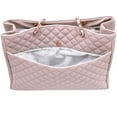 thumbnail image 3 of Women's Large Travel Tote Quilted Purse and Work Laptop Handbag - Rose Gold Hardware With Satin Interior - Light Pink, 3 of 6