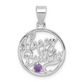 thumbnail image 1 of Sterling Silver Amethyst Happy Birthday Charm, 1 of 4