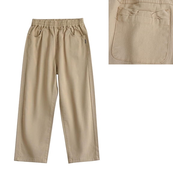 Kids Uniforms for Girls Dress Pants High Stretchy Skinny Pants with Pockets Kids Khaki Pants Back To School Slim Fit Outfits Size 5-6 Years