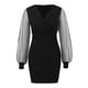 thumbnail image 4 of Vestido negro de malla para mujer - Cuello en V, manga larga, corte ajustado - Material de poliéster para mayor comodidad durante todo el día - Tallas US/UK/EU S-XL, 4 of 4