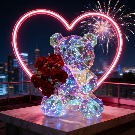 LED Love Bear Decoration, Durable Plastic for Wedding, Proposal & Home Décor - Perfect Gift For 2026.