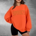 thumbnail image 4 of KHONTS Halloween Spooky Season Sweatshirts for Women Long Sleeve Crew Neck Basic Pullover Tops Loose Fit Cozy Winter Fall Tops Orange L, 4 of 6