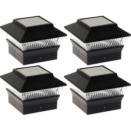 

Solar LED Black Outdoor Garden Deck Patio Fence Pathway Post Light for 4x4 Wood Posts Landscape Lamp (4-Pack)