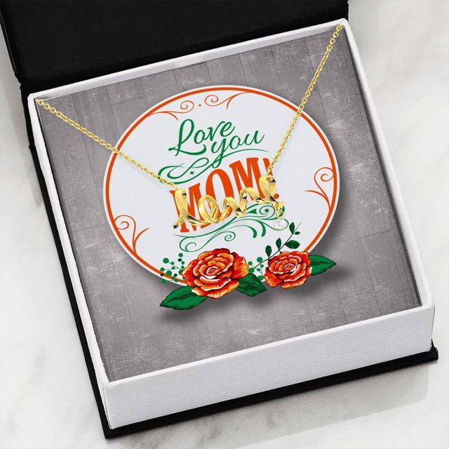 Love You Mom Mom Gift Scripted Love Necklace Stainless Steel Message Card Gift