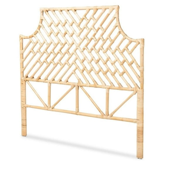 Pemberly Row Modern Brown Rattan Queen Size Standalone Headboard