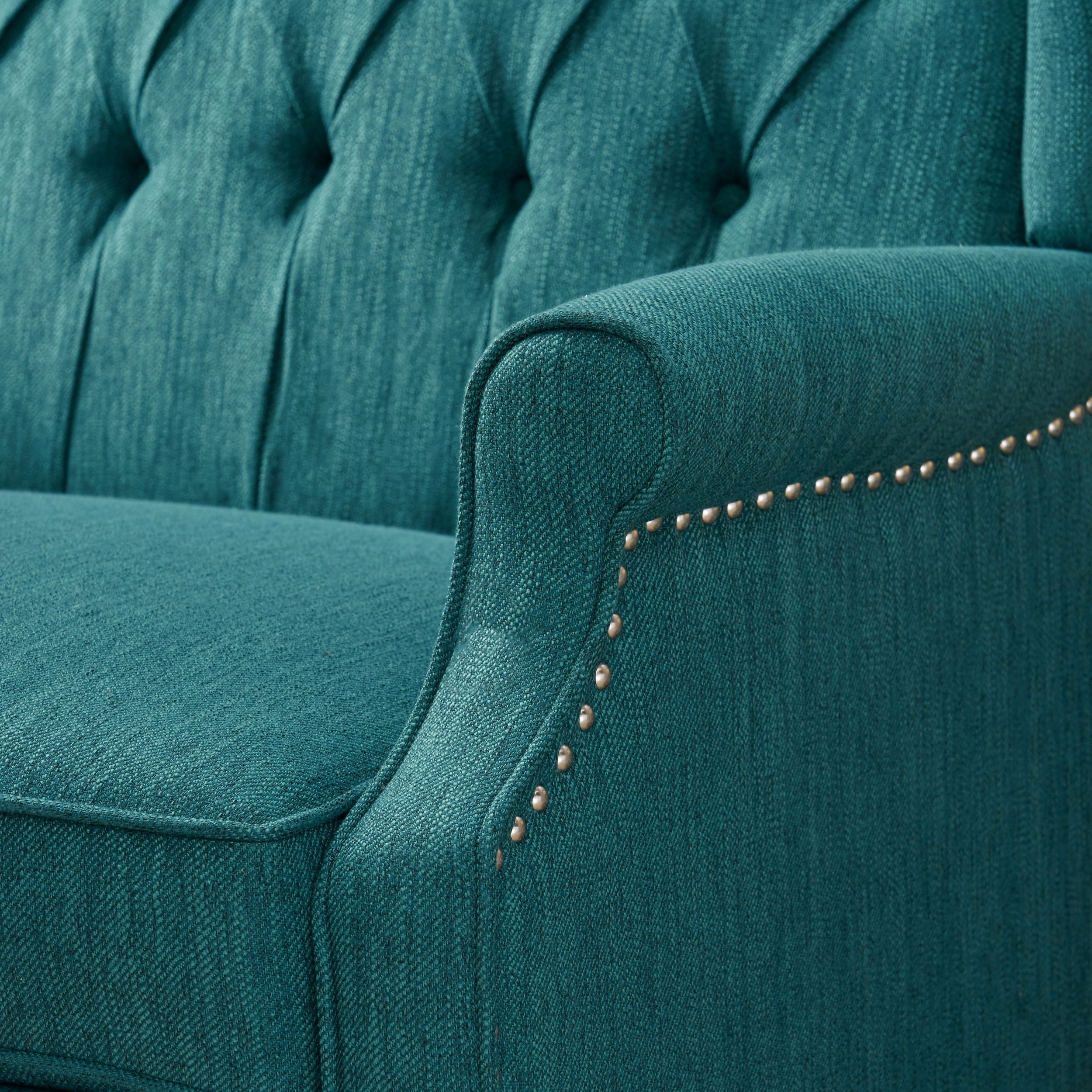 Noble House Albert Oversized Tufted Fabric Push Back Recliner, Blue