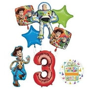 Mayflower Products Toy Story Party Supplies Woody, Buzz Lightyear and Friends 3rd Birthday Balloon Bouquet Decorations