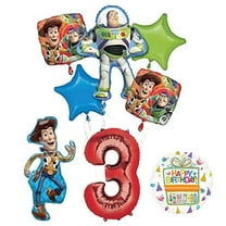 Mayflower Products Toy Story Party Supplies Woody, Buzz Lightyear and Friends 3rd Birthday Balloon Bouquet Decorations