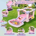 thumbnail image 3 of Adnoom Pink Bounce House, Inflatable Bounce Castle for Kids 3-10, Children's Indoor/Outdoor Jumping House with 470W Blower, Wide Slide, Ball pit, 50 Ocean Balls, Dart Game for Backyard Party Birthday, 3 of 10