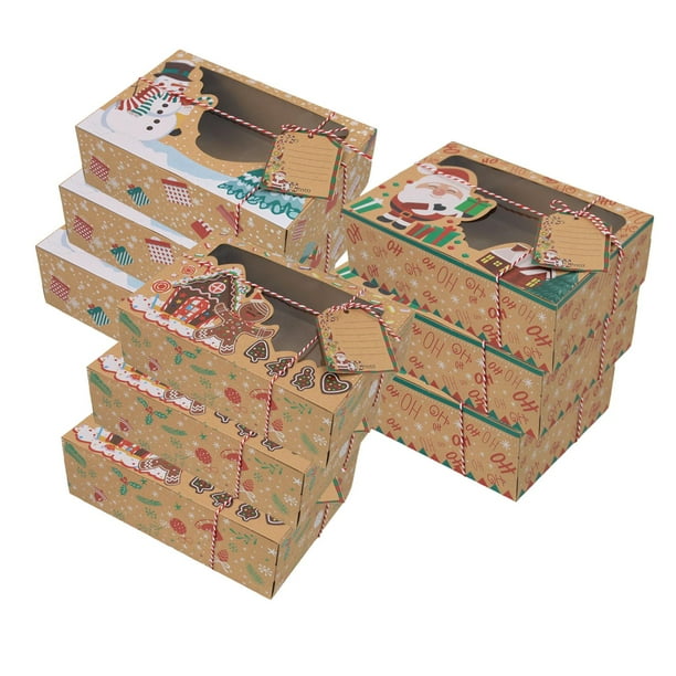 Cajas de panadería Yuyangstore Cajas de regalo de Navidad con ventana transparente Suministros para fiestas 9 conjunto