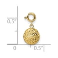 thumbnail image 4 of Auriga Fine Jewelry 14K Yellow Gold Diamond-Cut Ball Charm for Women (L- 15.1mm, W- 8mm), 4 of 6