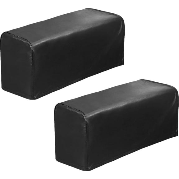 Set of 2 PU Leather Sofa Armrest Cover Anti-Slip Waterproof Furniture Armrest Protector Armchair Slipcovers for Recliner Sofa Chairs (Black) Black
