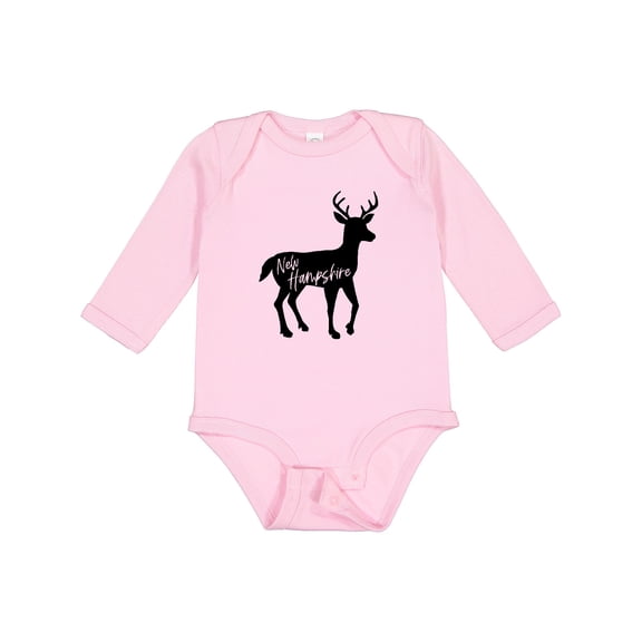 Inktastic New Hampshire Black Deer Silhouette Boys or Girls Long Sleeve Baby Bodysuit