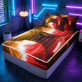 thumbnail image 3 of meiyoeat Neon Lightning Gamer Zipper Full Size Comforter Sets with Fitted Sheet and 2 Pillowcases for Teens Boys, Electric Orange Red Gaming Zipper Bedding Set, Black Reversible, 3 of 6