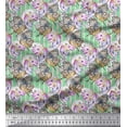 thumbnail image 1 of Soimoi Green Rayon Fabric Stripe & Butterfly Print Fabric by Yard 58 Inch Wide, 1 of 3