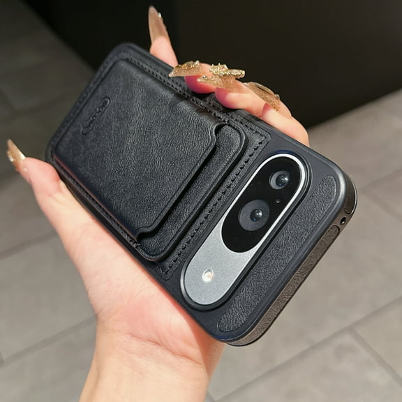 Dteck Detachable Card Holder Wallet Case for Google Pixel 10 /10 Pro, Magnetic Leather Case Compatible with MagSafe, Premium PU Leather Slim Shockproof Protective Phone Cover,Black