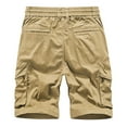 thumbnail image 5 of HOOMEUMY Men's Summer Cargo Shorts Cotton Loose Fit Wear-resistant Baggy Straight Pockets Solid Color Bermuda Short Pants Yellow XXXXL, 5 of 7
