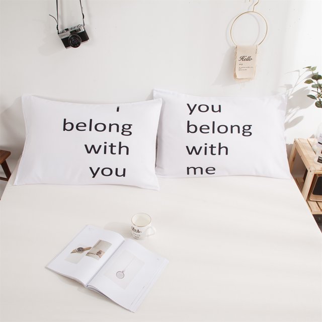 Move Over Couple Pillowcases Queen White Black Pillow Cover Letters Patter Microfiber Pillow Case 2 Pack