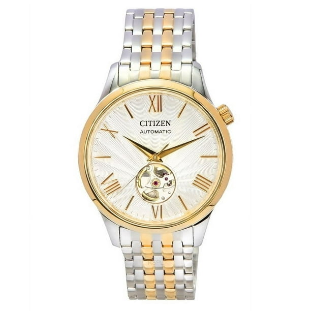 Citizen Two Tone Stainless Steel Open Heart White Dial Automatic NH9136-88A Men's Watch