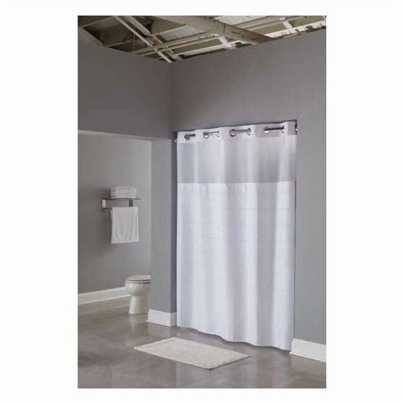 Shower Curtain, Plastic, White, 71 in W, 77 in L HBH20MPT01SLAM