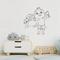 JJ Cocomelon Summer Beach Ready Coconut Tree Cute Baby JJ Cocomelon Character Vinyl Wall Art Wall Sticker Wall Decal Home Kids Room Study Room Boys Girls Wall Décoration Design Décor Size (22x30 inch)