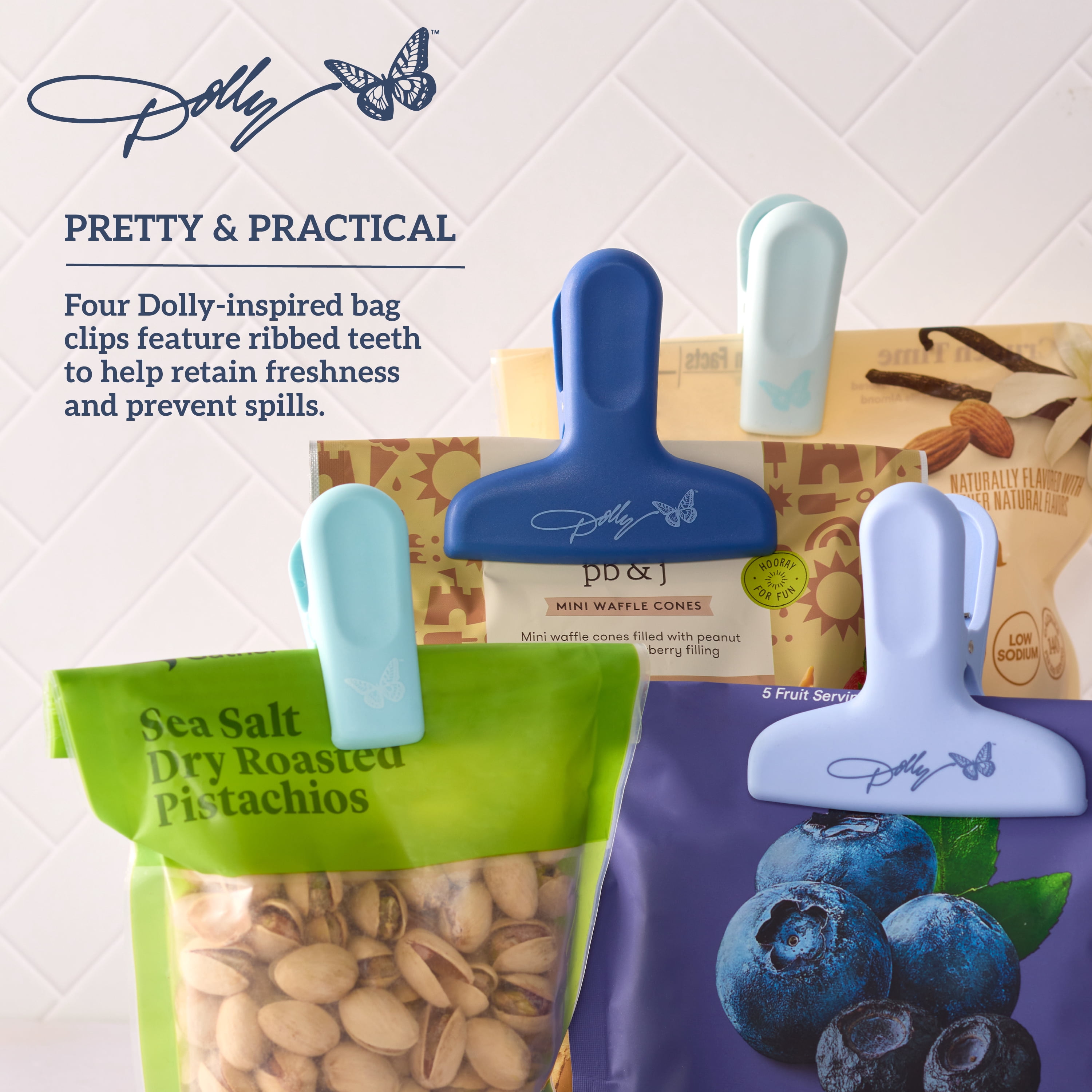 Dolly Parton Set of 6 Bag Clips, Blue