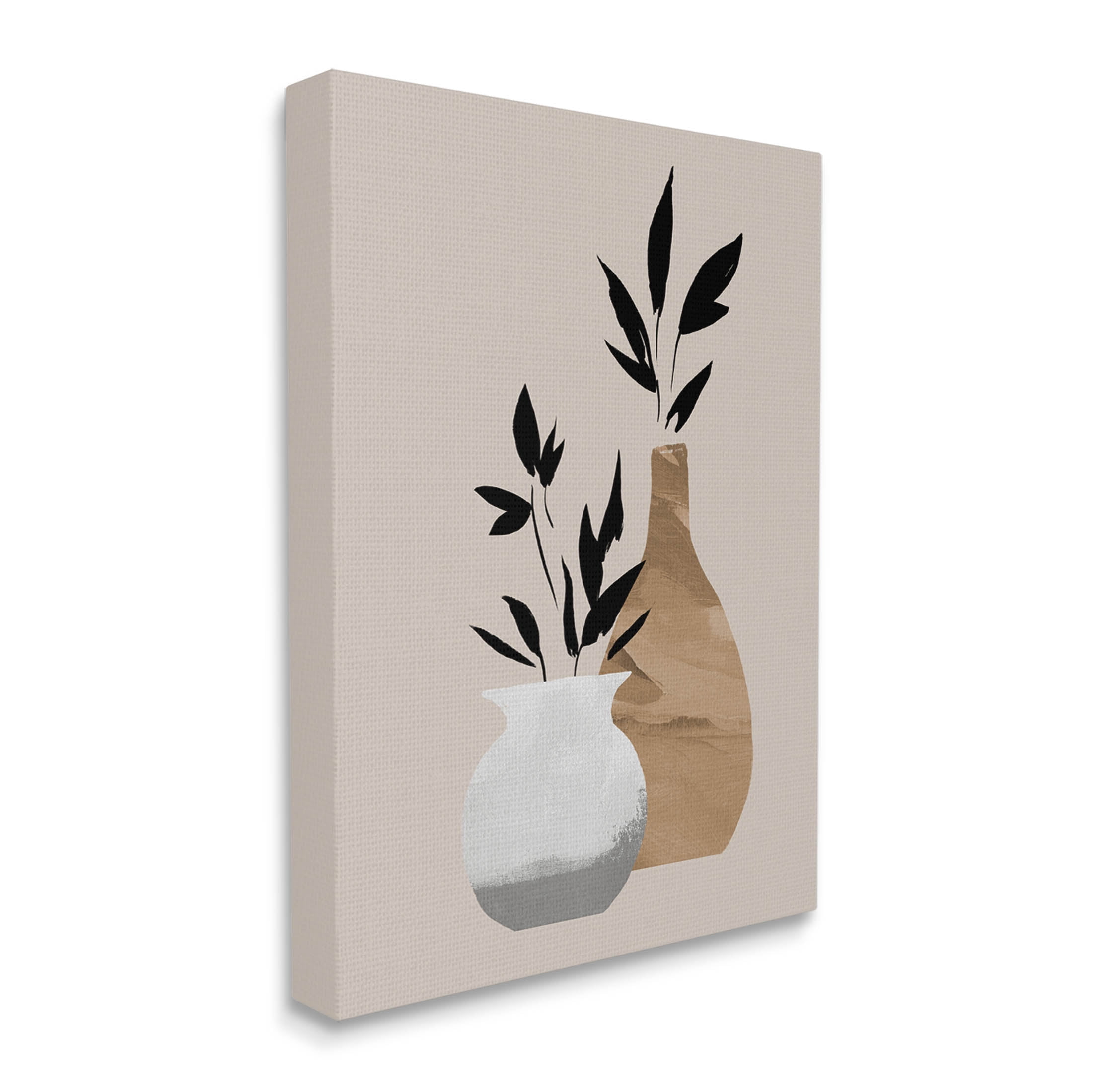 Stupell Industries Contemporary Leaf Sprig Vases Graphic Art Gallery Wrapped Canvas Print Wall Art, Design by Jacob Green