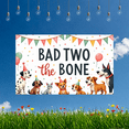 thumbnail image 2 of Colorful Design Dog Birthday Banner Animal Theme Party Decoration Cartoon Polyester Material Bad Two the Bone for Pet Party Indoor Celebration Outdoor Event, 2 of 8