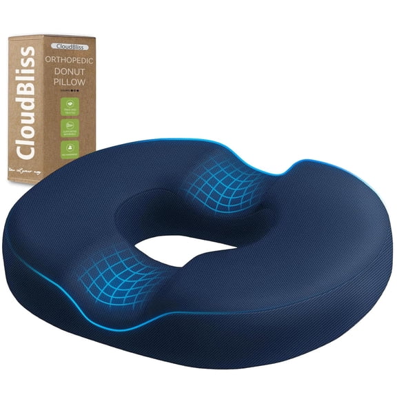 Donut Pillow Seat Cushion for Tailbone Pain Relief - Memory Foam Chair Pad for Hemorrhoids, Postpartum, and Pregnancy Comfortable Support for Home & Office