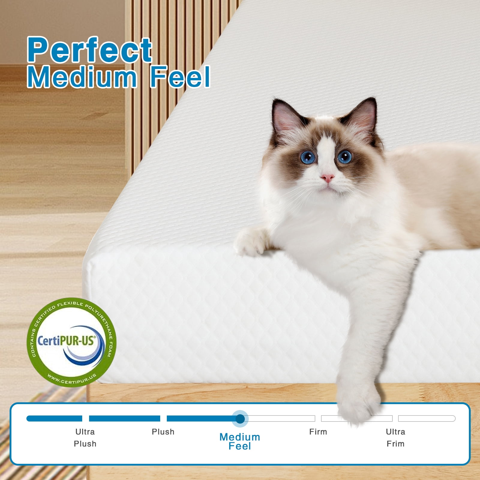 VFD 6" Twin XL Size Memory Foam Mattress, Medium Feel
