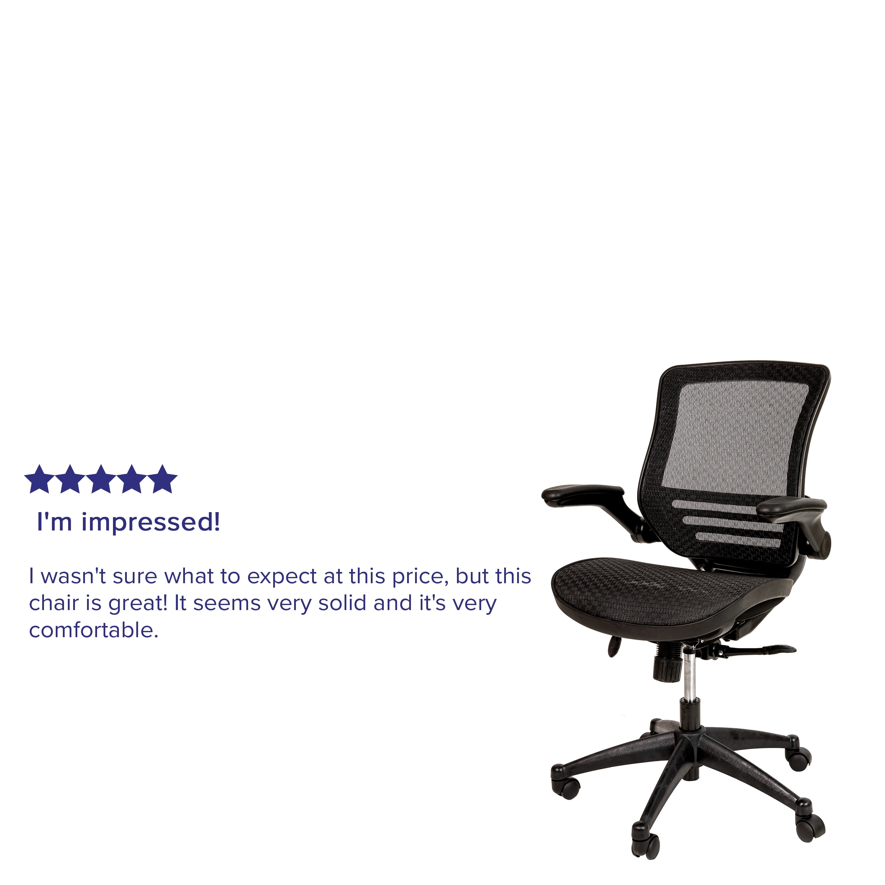 Flash Furniture Warfield Mid-Back Transparent Black Mesh Executive Swivel Office Chair with Black Frame and Flip-Up Arms