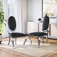 thumbnail image 2 of Luxury Dining Chairs Set of 2, Oval Back PU Upholstered Chairs with Stainless Steel Cabriole Legs, Dining Chairs for Kitchen, Living Room, Office, 2 of 6
