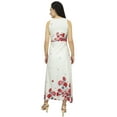 thumbnail image 3 of Bimba Women's White Maxi Dress Floral Print Sleeveless V-Neck Holiday Dress-4, 3 of 6