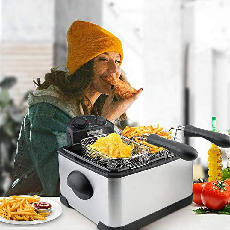 VIVOHOME 20.7 Qt. Stainless Steel Electric Deep Fryer with 2 6.35